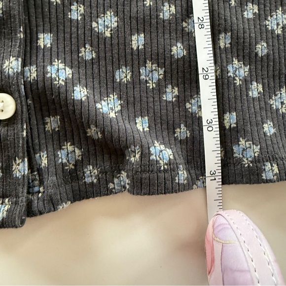 American Eagle-Long Sleeve-Floral-Shirt Dress-Button Front-Collar-Gray-Blue-XS - Picture 7 of 9